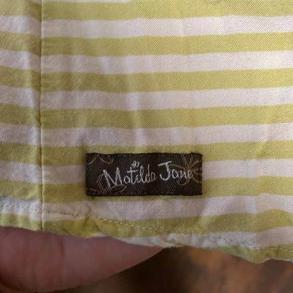 Matilda Jane tunic top ivory white lime green stripes size XL - Picture 6 of 9